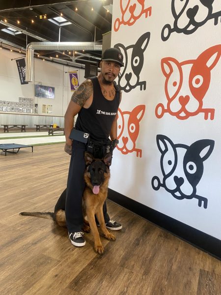 customer with his dog